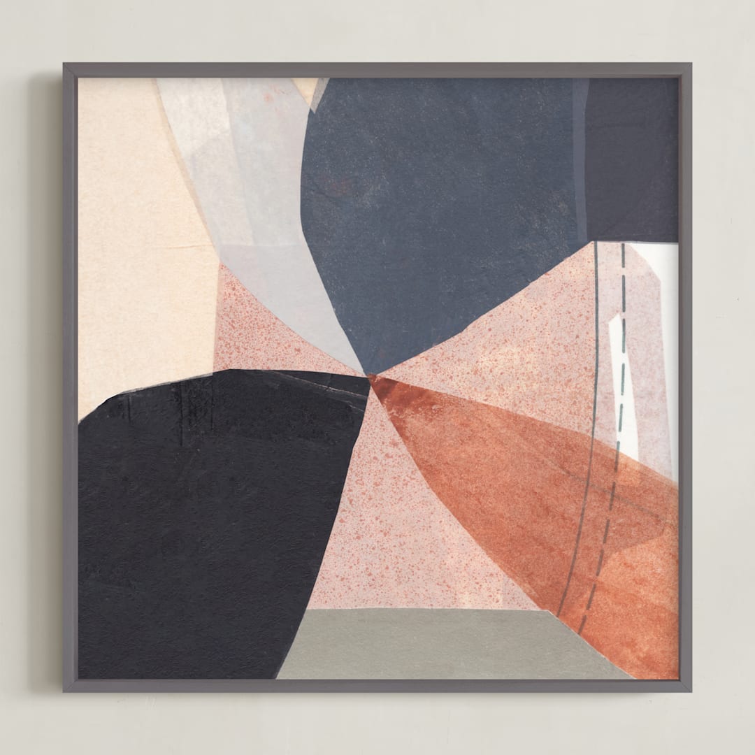 "Pinwheel Flowers II" - Art Print in Terracota Blush by Jaqui Falkenheim - Framed