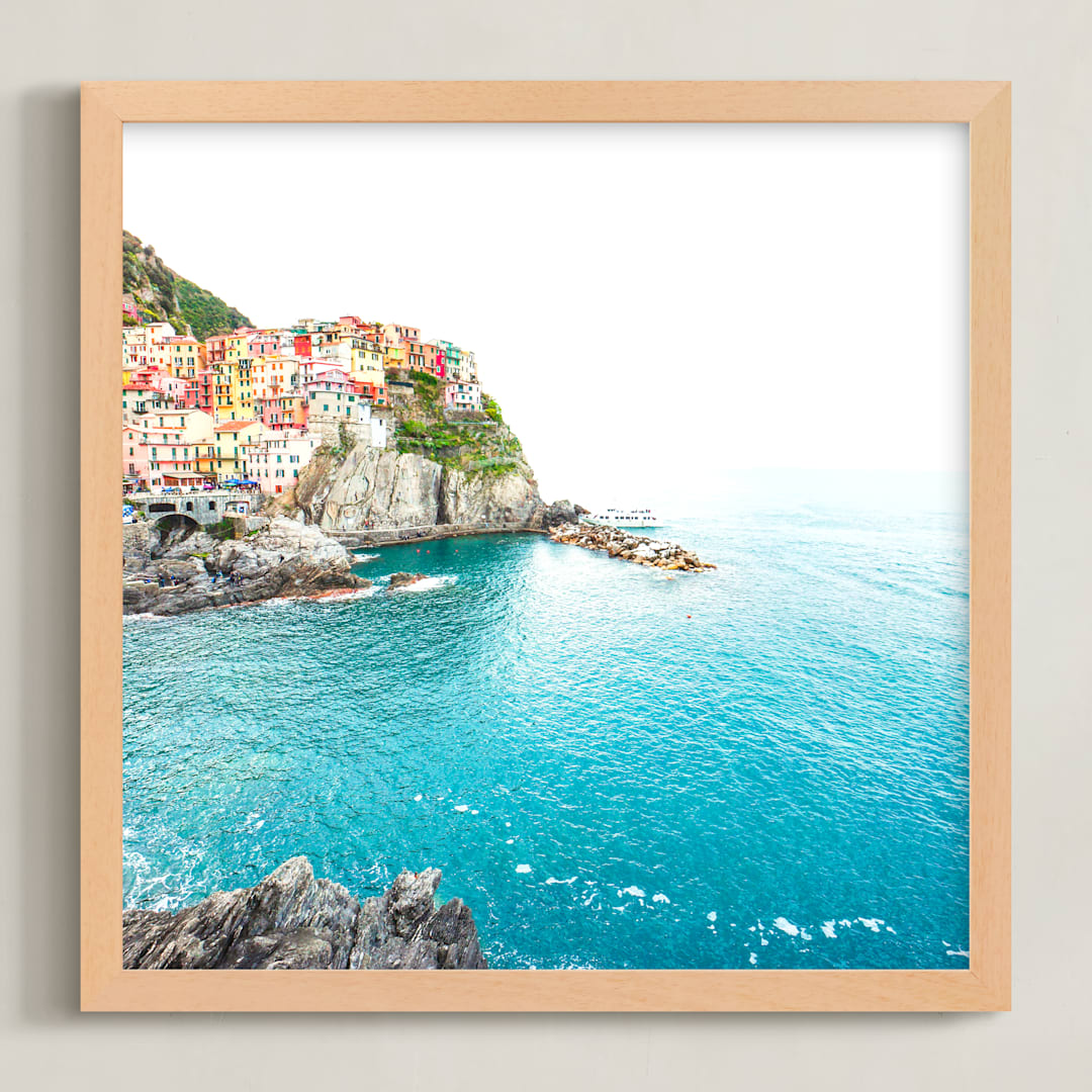 "Above the Sea" - Art Print in Mediterranean Aqua by Molly Goodman - Framed
