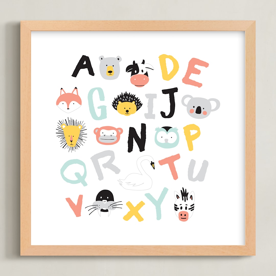 "Animal ABCs" - Art Print in White by Milk House Kids - Framed
