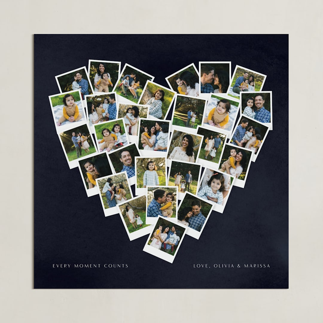 "Painted Hues Heart Snapshot Mix® Cool" - Framed Photo in Midnight Blue by Minted - Unframed