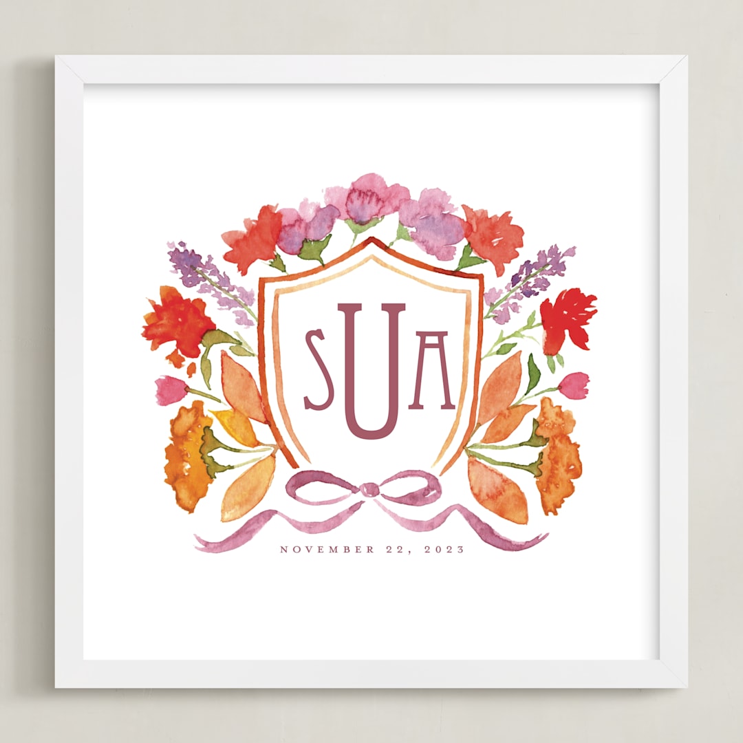 "Your Wedding Crest: Custom Print" - Custom Print in Fall by Pink House Press - Framed