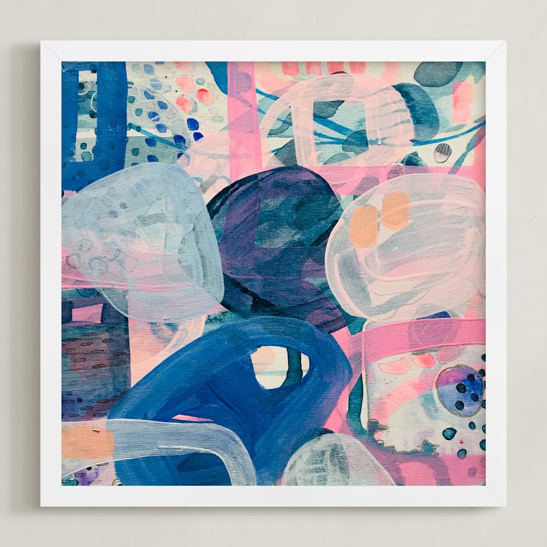 "The Path Is Blocked" - Art Print in Blue slate by Synnöve Seidman - Framed