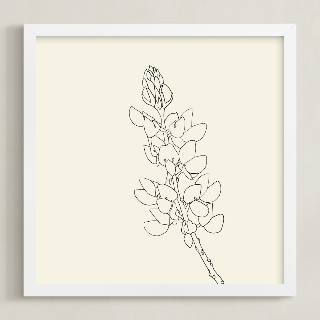"Lupine" - Art Print in charcoal on ivory by Jorey Hurley - Framed