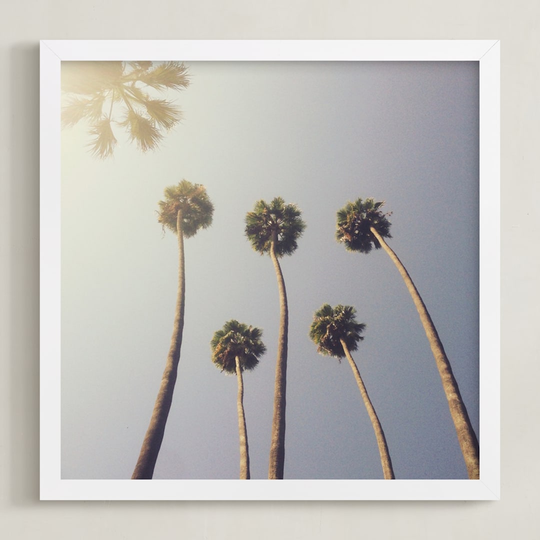 "Sunny Palm Trees" - Art Print in Seagreen by Five Sparrows - Framed