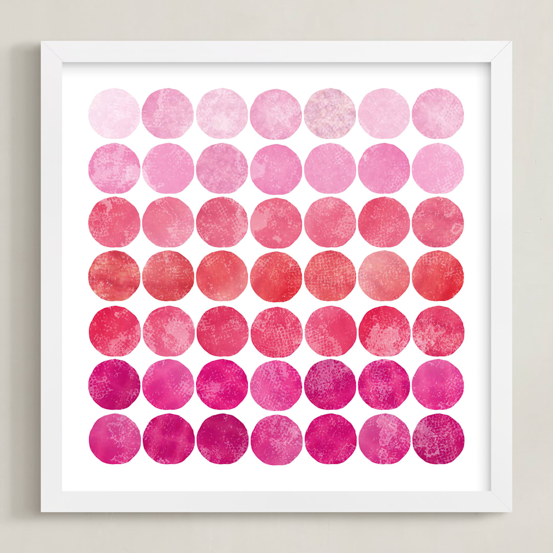 "Circles" - Art Print in Pinks by Christine Copeland - Framed
