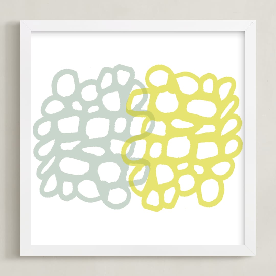 "meet me" - Art Print in celadon by tina johnson - Framed