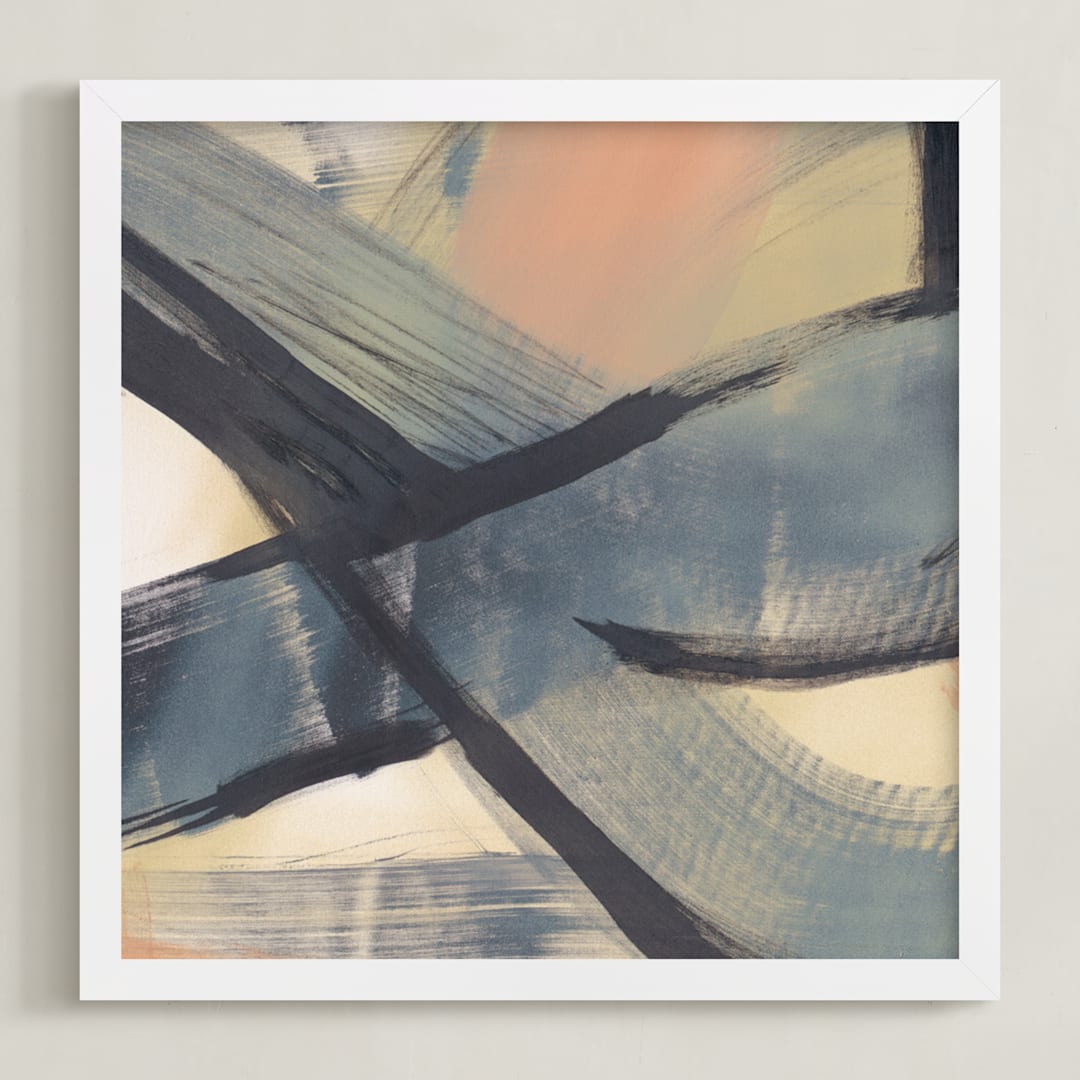 "Get Closer To Neutral Series 1" - Art Print in Beige and Tan by Angela Simeone - Framed