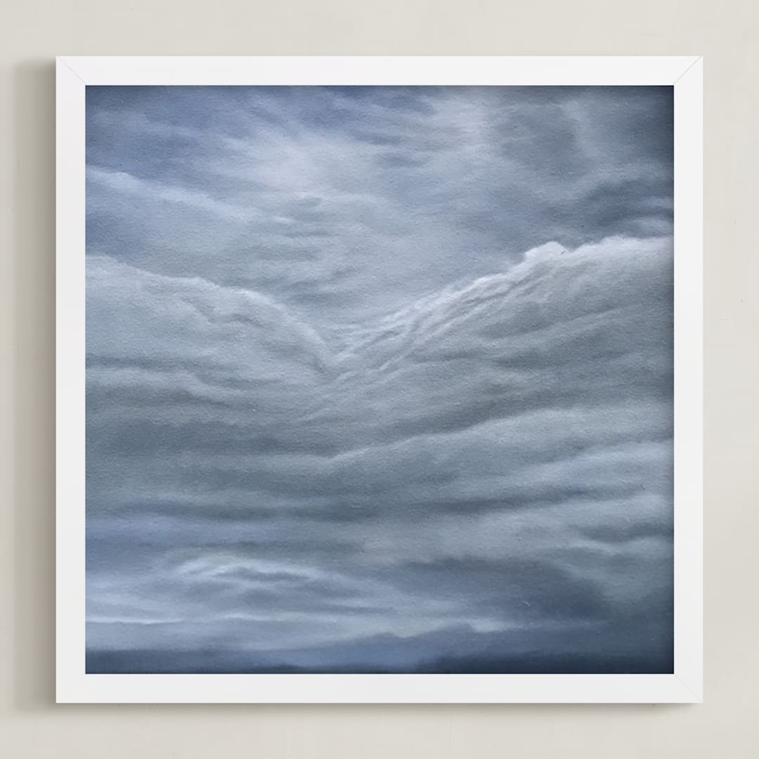 "A Brighter Start" - Art Print in periwinkle blue by Kelly Money - Framed