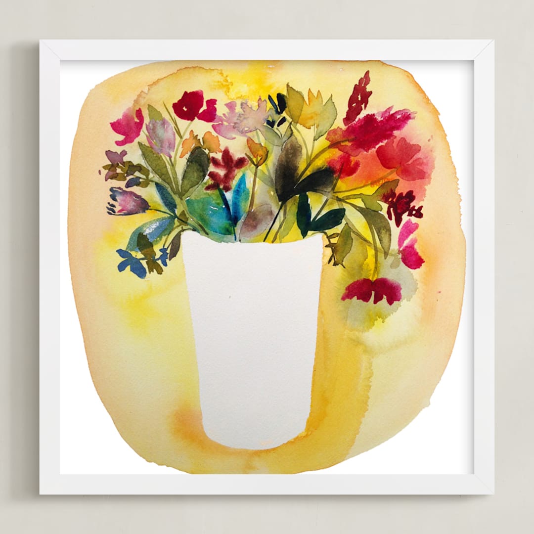 "Jardiniére I" - Art Print in gamboge by Kiana Lee - Framed