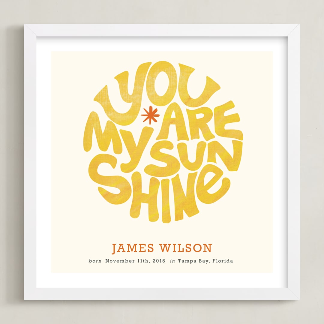 "Forever Sunshine" - Personalized Art Print in Goldenrod by Carrie ONeal - Framed