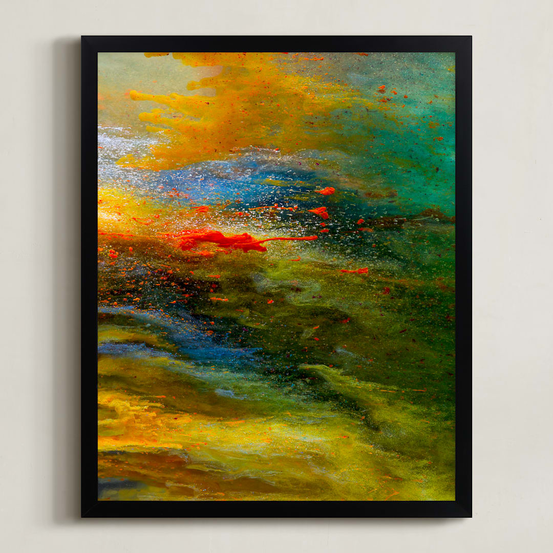 "Aerial Views" - Art Print in Citrus by MGTeevan - Framed