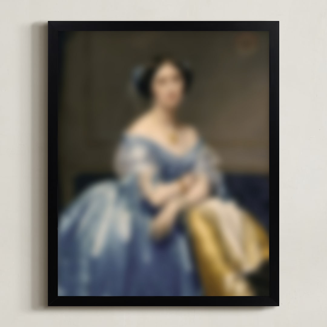 "Lady in Blue" - Art Print in azure by Claire - Framed