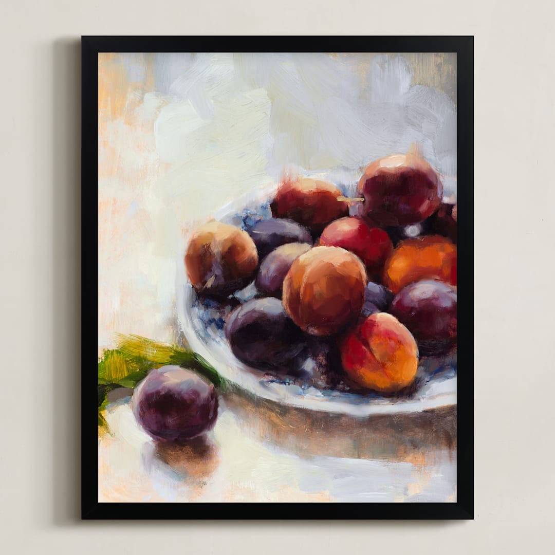 "Summer Plums" - Art Print in Plum by Wendy Keller - Framed