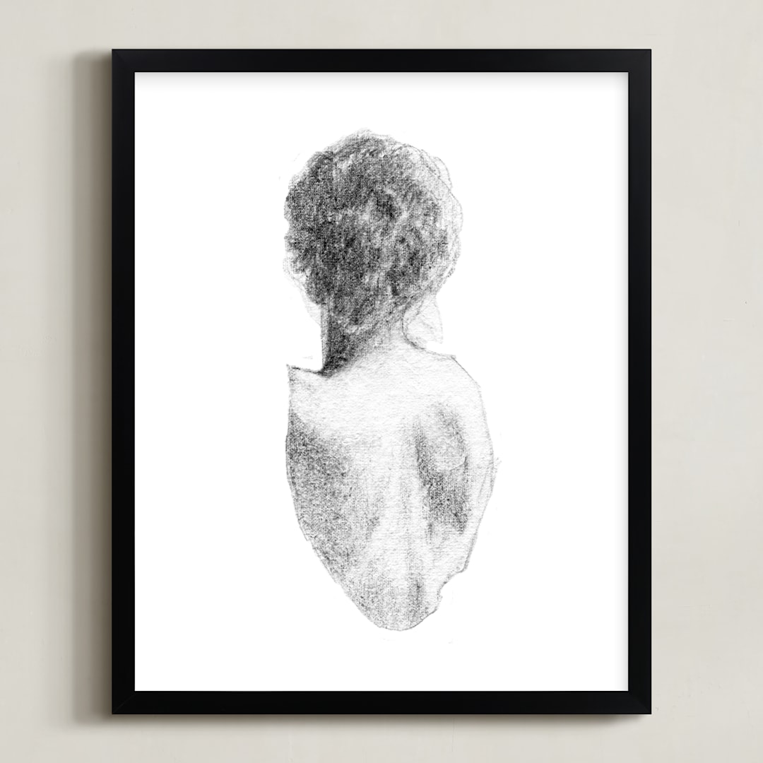 "Figure Drawing No.17" - Art Print in Graphite by Jess Blazejewski - Framed