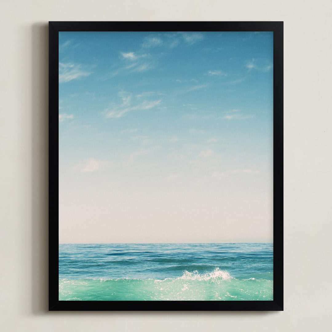"Malibu Surf and Sky II" - Art Print in Fresh Blue by Kamala Nahas - Framed
