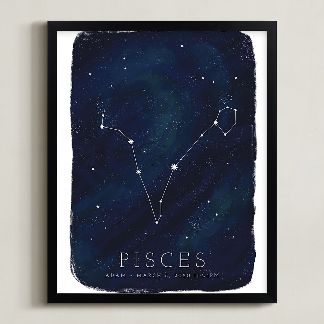"Zodiac Constellation Pisces" - Personalized Art Print in Galaxy by Ashley Presutti Beasley - Framed