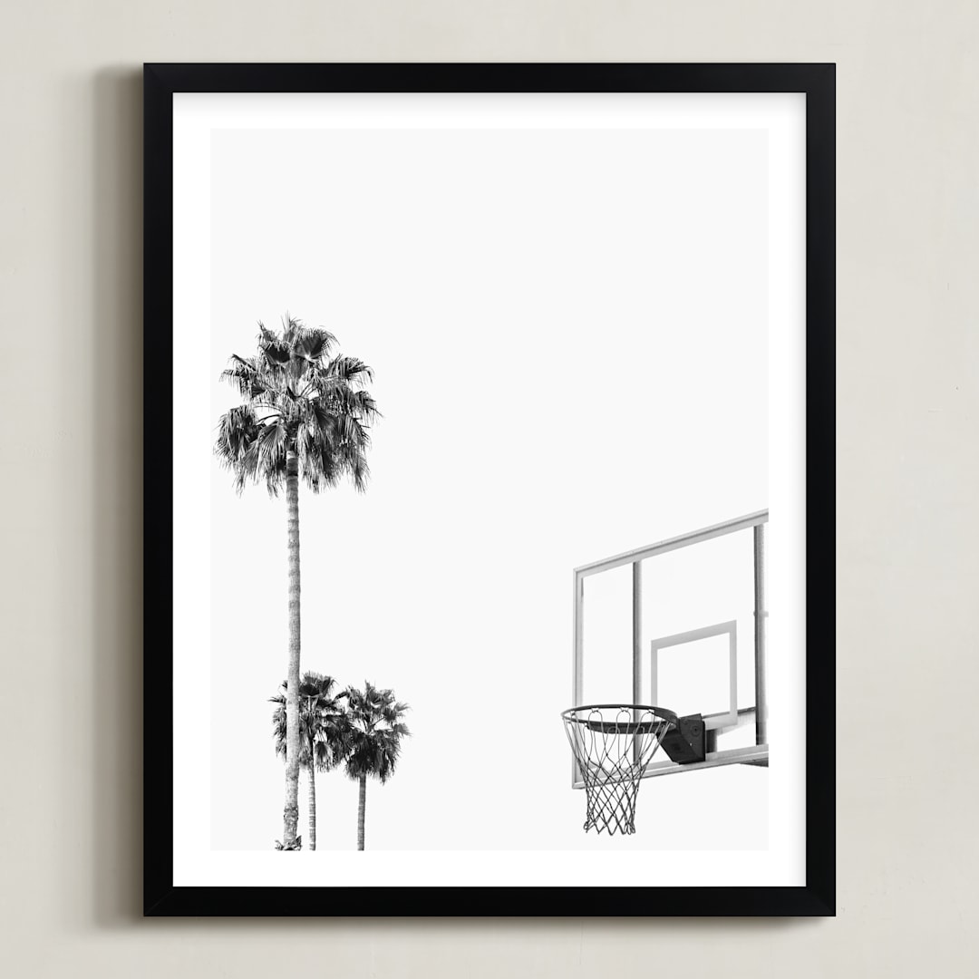 "Hoops and Palms" - Art Print in white by Irene Suchocki - Framed