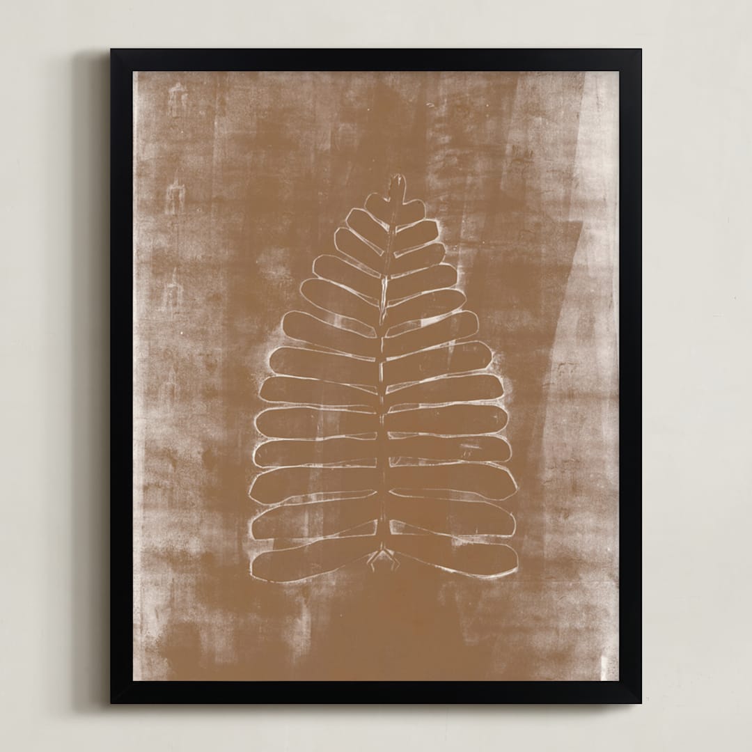 "Contemporary Botanical Series 1" - Art Print in Bronze by Angela Simeone - Framed