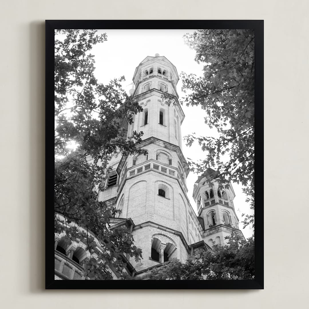"Church Towers" - Art Print in Antique Monochrome by Brian Collins - Framed