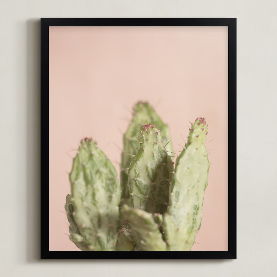 "Blushing Cactus" - Art Print in Blushing Cactus by Kristi Jackson - Framed