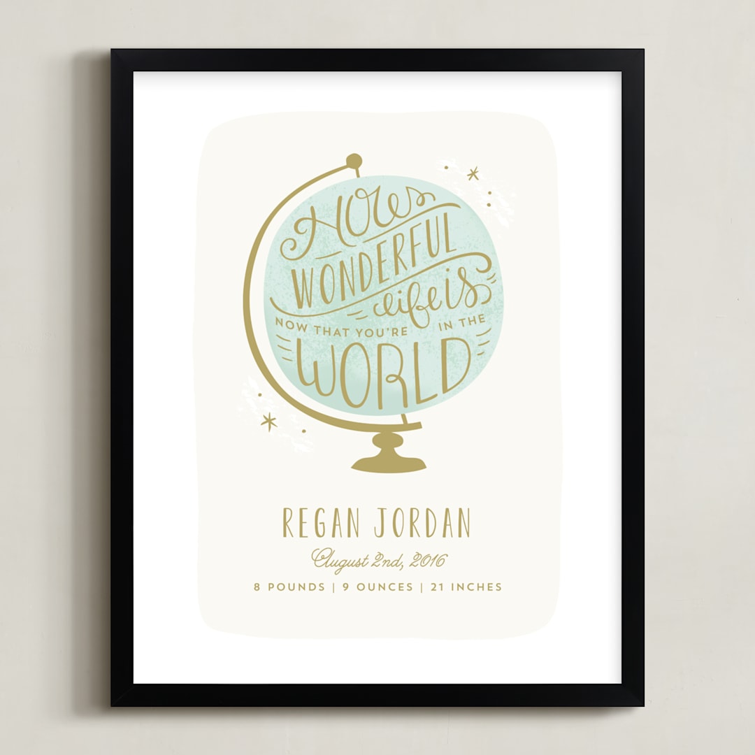 "How Wonderful" - Personalized Art Print in Night Sky by Laura Hankins - Framed