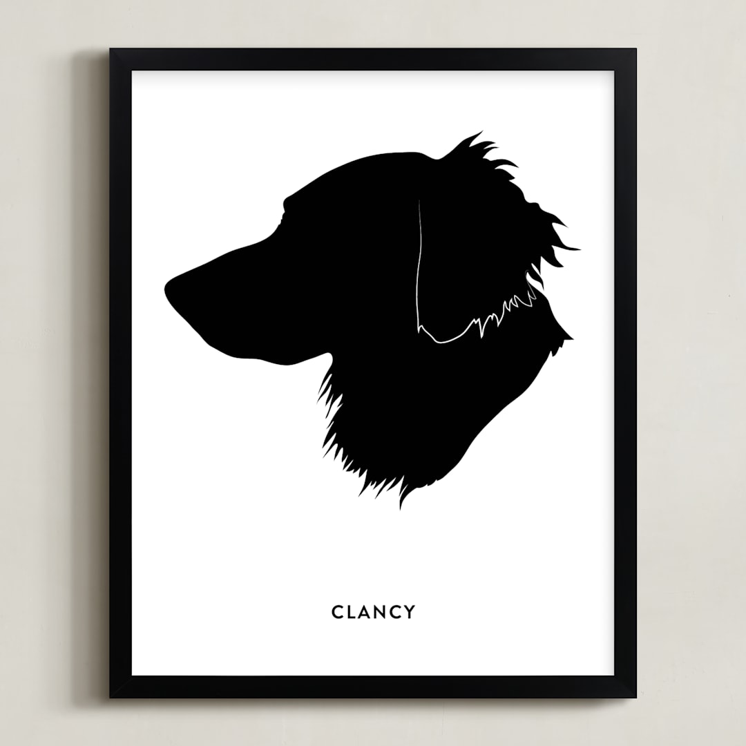 "Pet Silhouette: Custom Print with Text " - Custom Print in Black by Minted - Framed