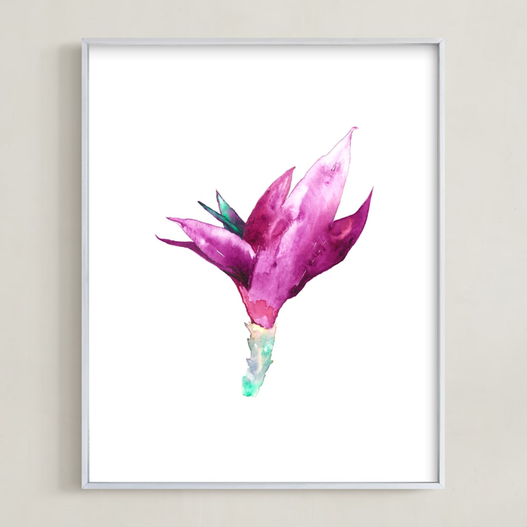 "Paracas Flower" - Art Print in Desert Purple by Belia Simm - Framed
