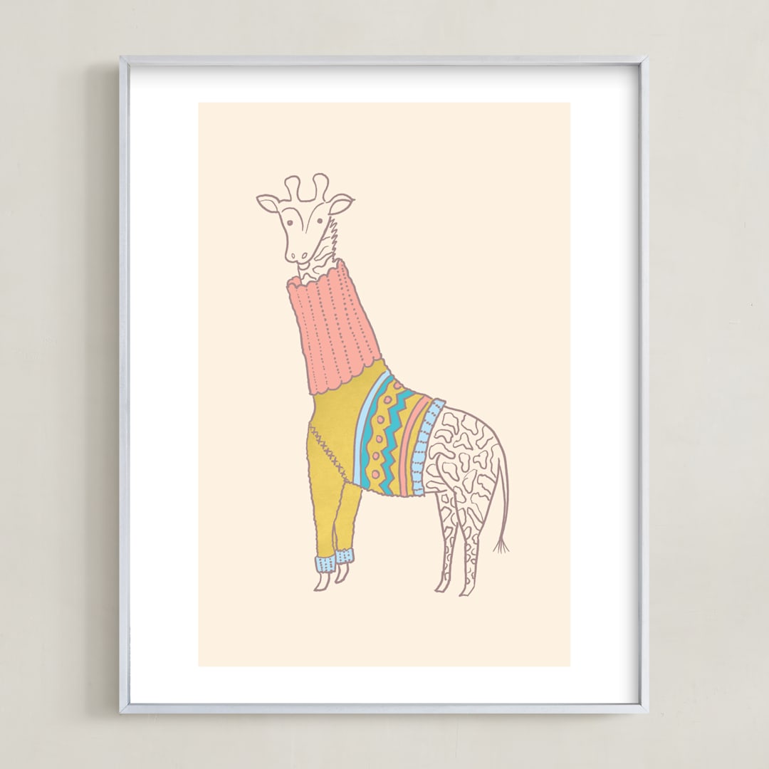 "Fiesta Turtleneck" - Art Print in Tutti Fruiti by Meg Gleason - Framed