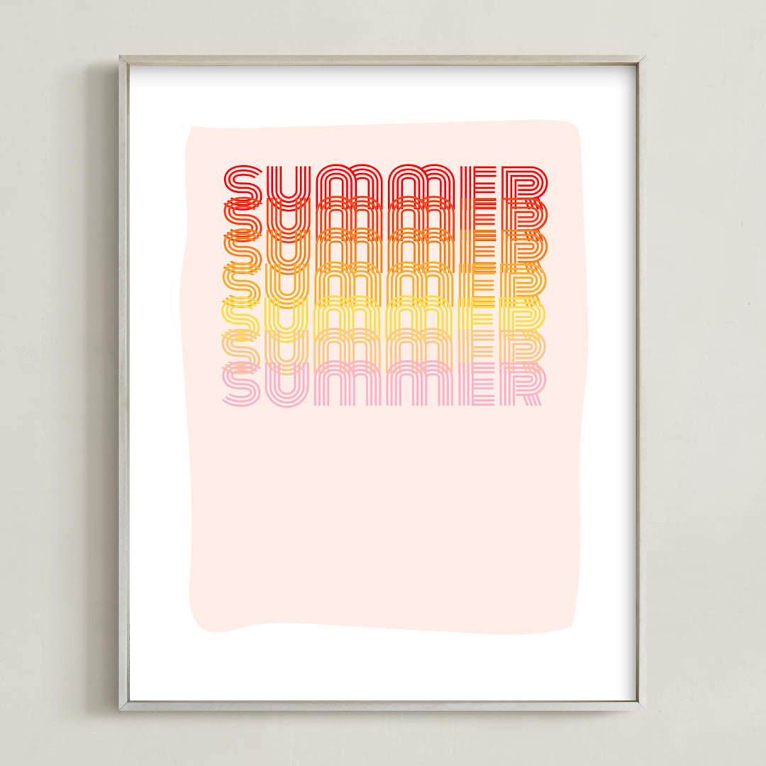 "Retro Summer" - Art Print in Pink Ombre by Kisco Print Shop - Framed