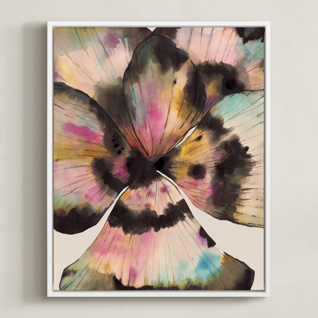 "Bloom in Ink" - Art Print in Carnation by Tae Lee - Framed Canvas