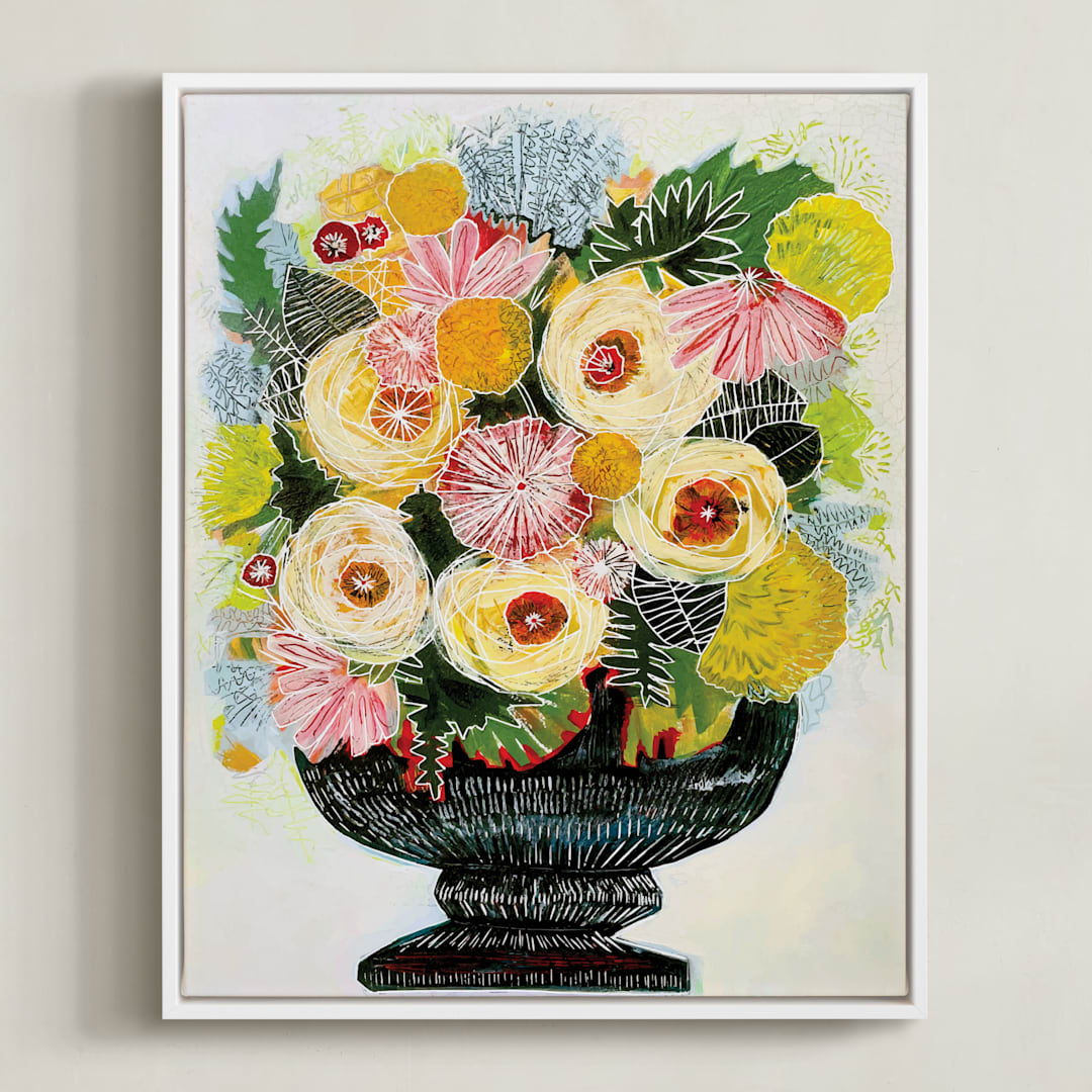"The Royal Bouquet" - Art Print in Jewel Tones by Sarah Fitzgerald - Framed Canvas