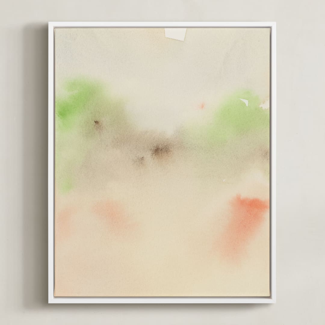 "A Secret Garden II" - Art Print in Beige by M Gloria Hunter - Framed Canvas