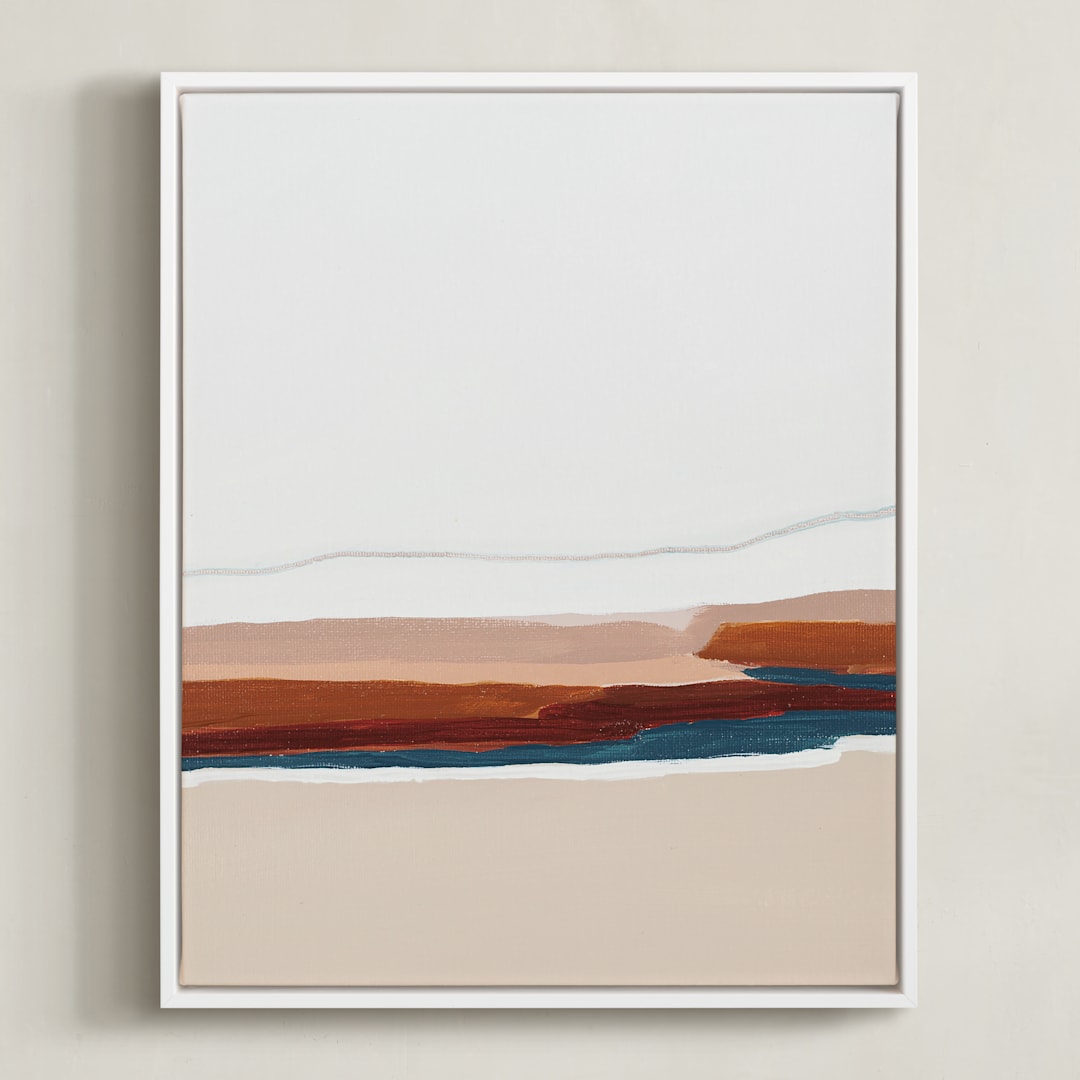 "Warm Pacific Seascape Diptych II" - Art Print in navy blue by Caryn Owen - Framed Canvas