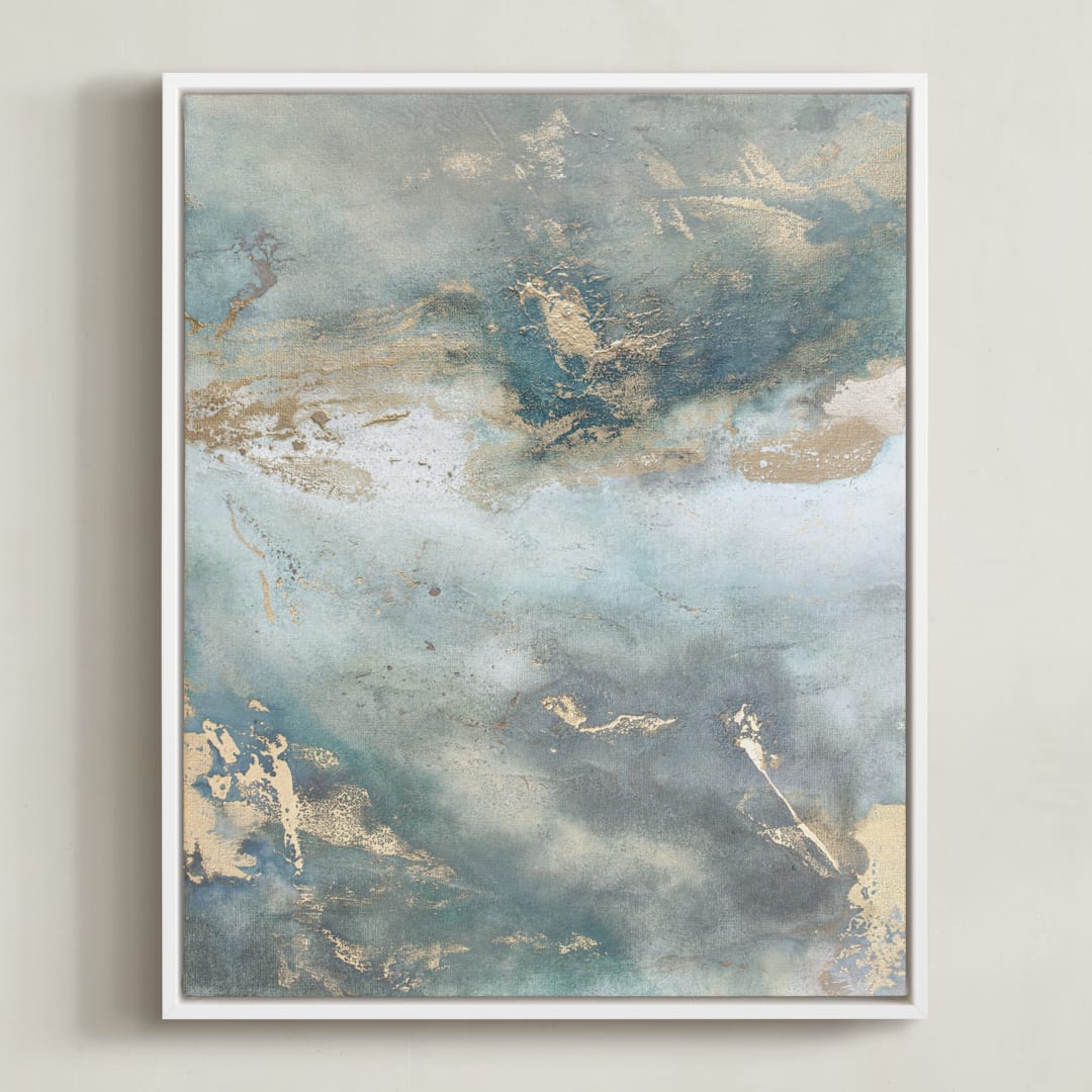 "Luminous Smoke No. 2" - Art Print in Sage & Gold by Julia Contacessi - Framed Canvas