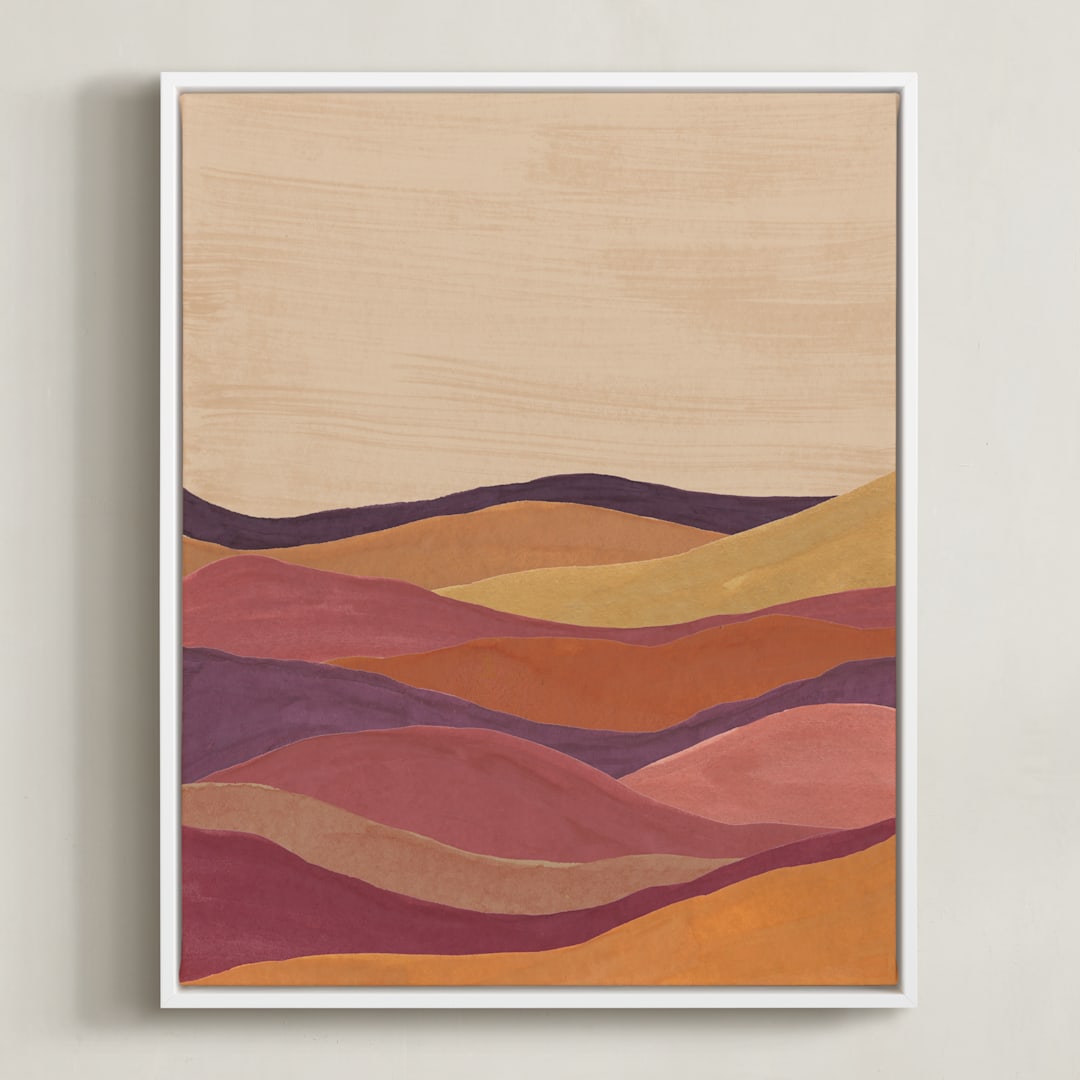 "Desert layers" - Art Print in Rosewood by Annie Shapiro - Framed Canvas