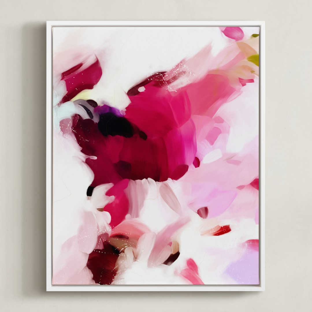 "By the window I" - Art Print in Shades of Pink by Parima Studio - Framed Canvas