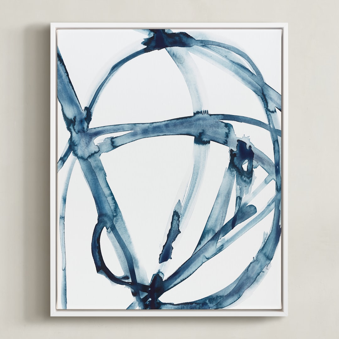 "Indigo Plant Cell" - Art Print in Indigo Blue by Mary Gaspar - Framed Canvas