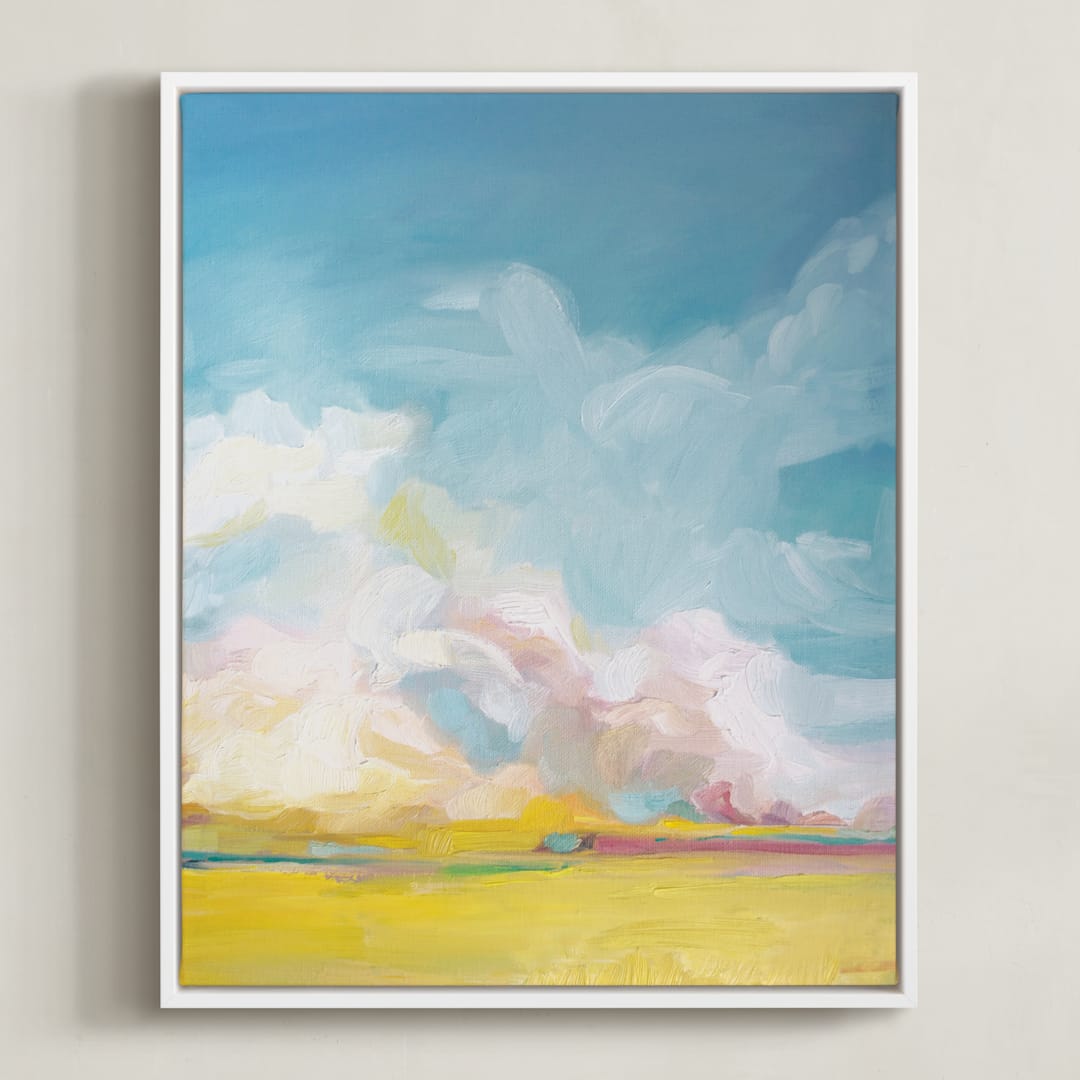 "Summer Winds" - Art Print in Golden Yellow by Emily Jeffords - Framed Canvas