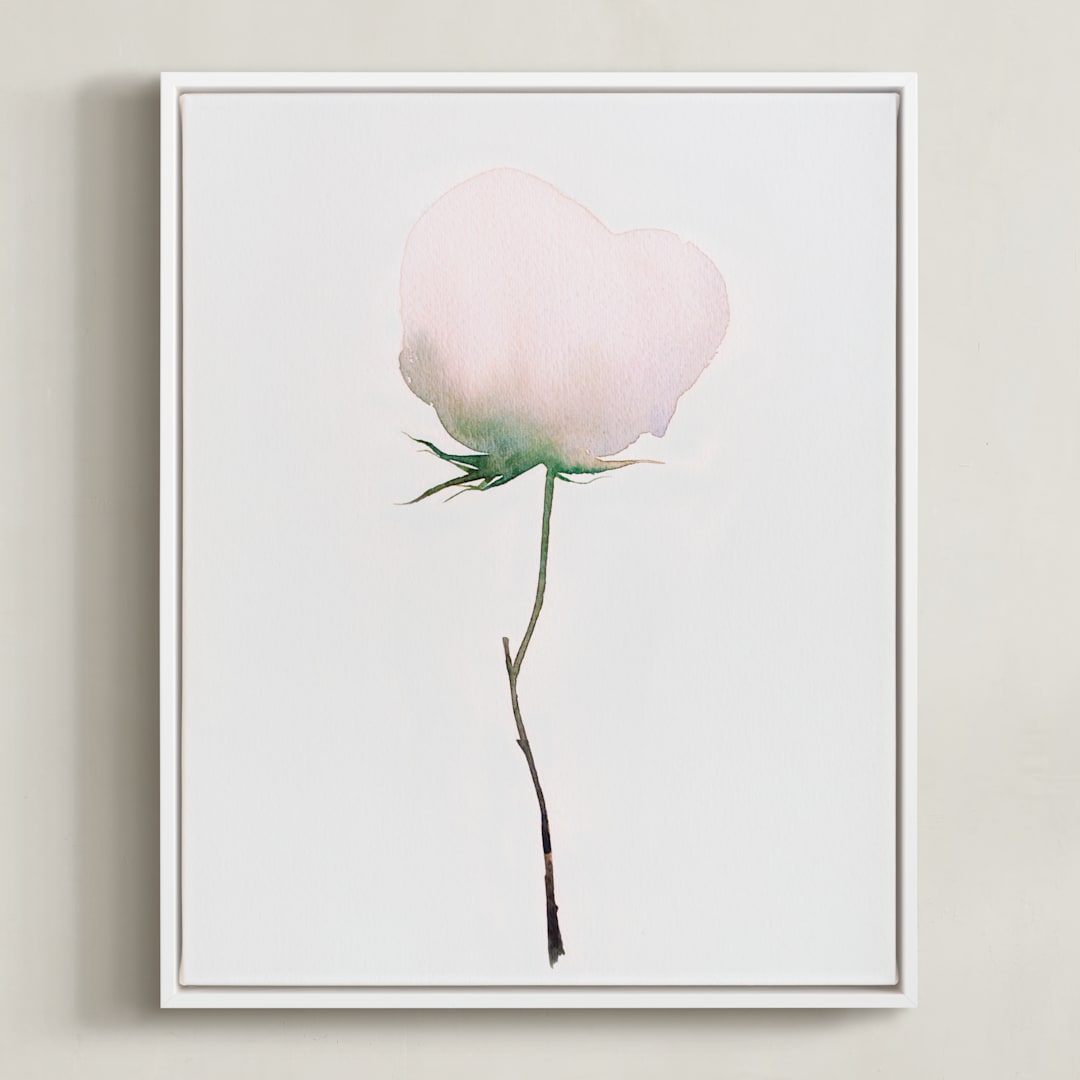 "Budding Peony" - Art Print in Pale Peony by jinseikou - Framed Canvas
