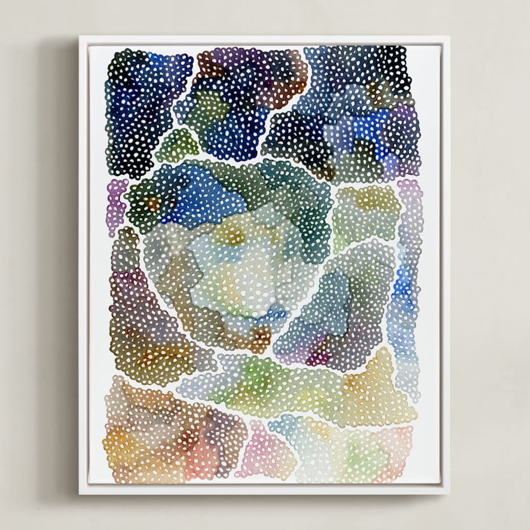 "freckle topography" - Art Print in Steel Blue by Kelly Place - Framed Canvas
