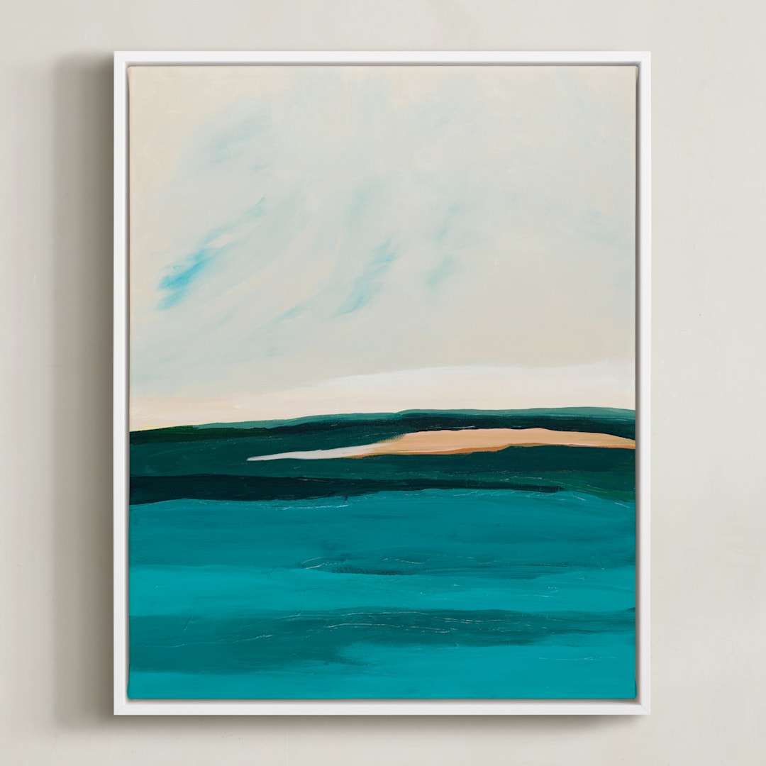 "Hawaiian Reef Abstract Painting" - Art Print in turquoise blue by Caryn Owen - Framed Canvas