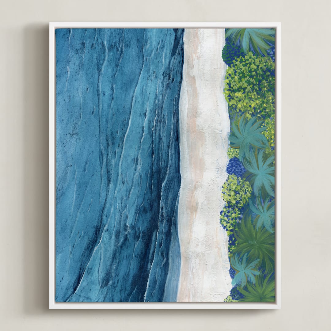 "Indigo Sea" - Art Print in Indigo Sea Blue by Denise Wong - Framed Canvas