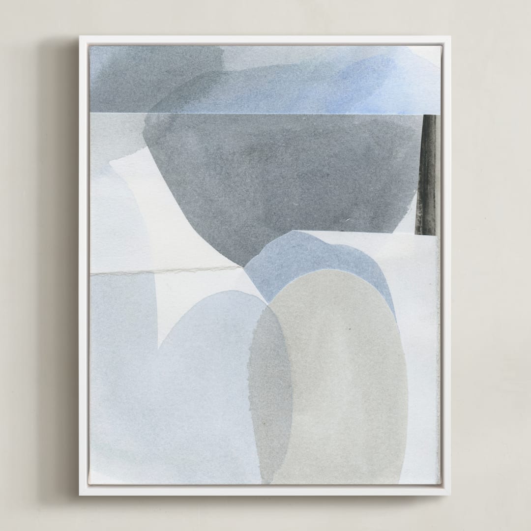 "Construct 3" - Art Print in Soft Blues by Ashleigh Ninos - Framed Canvas