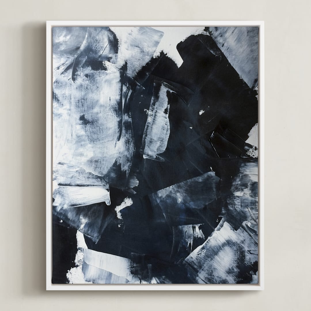 "Stormy Seas 03" - Art Print in Navy Blue by Sara Kraus - Framed Canvas