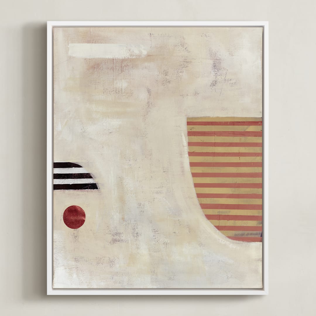 "DROP THE BALL" - Art Print in Cream by Keren Toledano - Framed Canvas