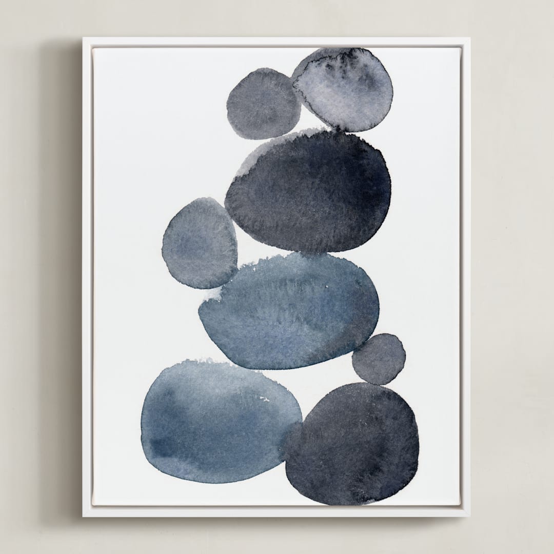 "stone pile" - Art Print in indigo blue by Kelly Witmer - Framed Canvas
