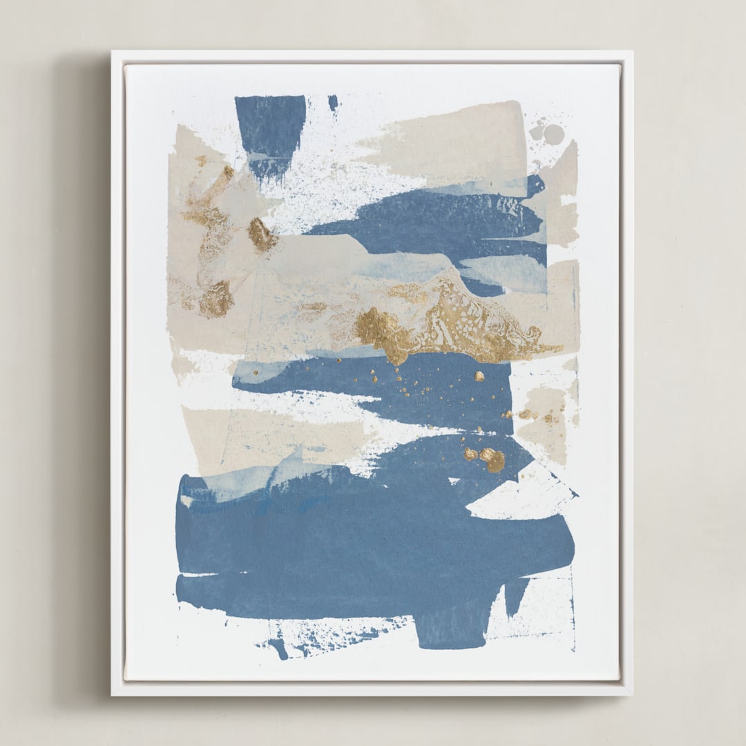 "On the Rocks No. 1" - Art Print in Wedgewood Blue by Julia Contacessi - Framed Canvas
