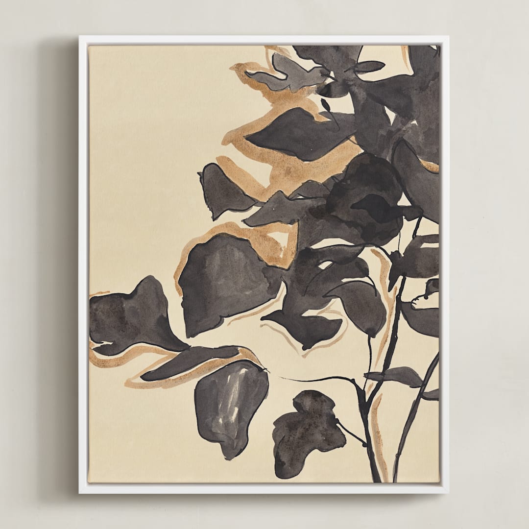 "Young Fig" - Art Print in Cream by Laura Condouris - Framed Canvas