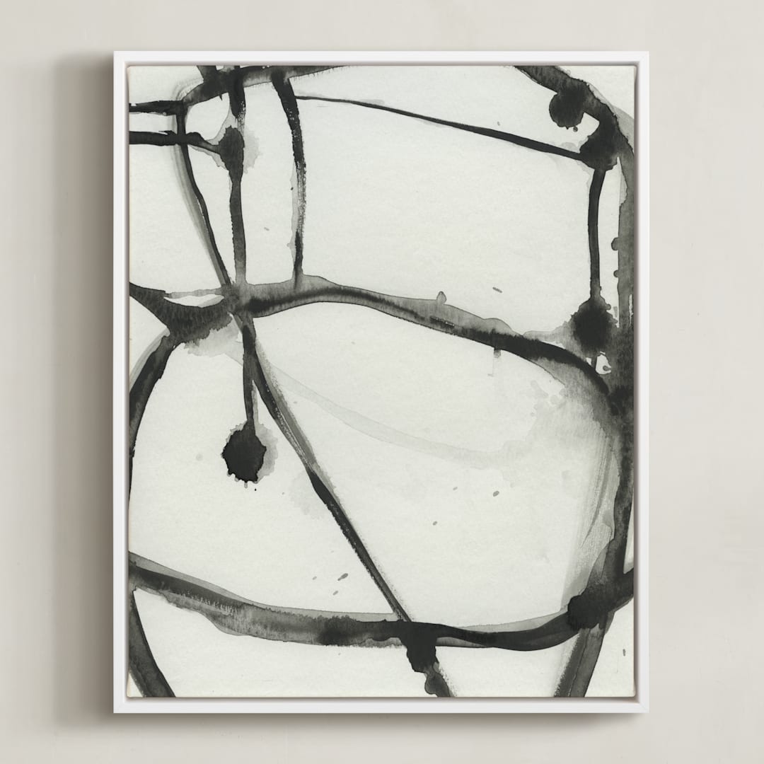 "Plant Cell 3" - Art Print in Black and White by Mary Gaspar - Framed Canvas