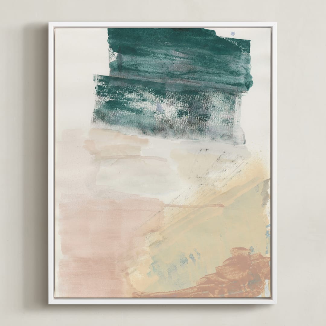 "The Layers Beneath" - Art Print in lush green by Lauren Packard - Framed Canvas